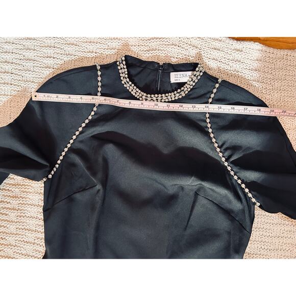 NWOT IEENA for Mac Duggal Black Long Sleeve Gown with Rhinestone Detailing US 8 - Picture 8 of 12